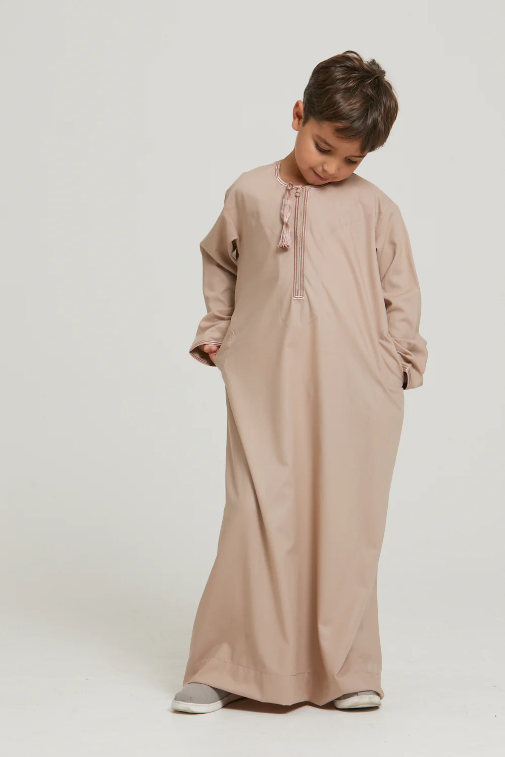 Junior Boys Premium Omani Thobe - Rose Dust - Image 5