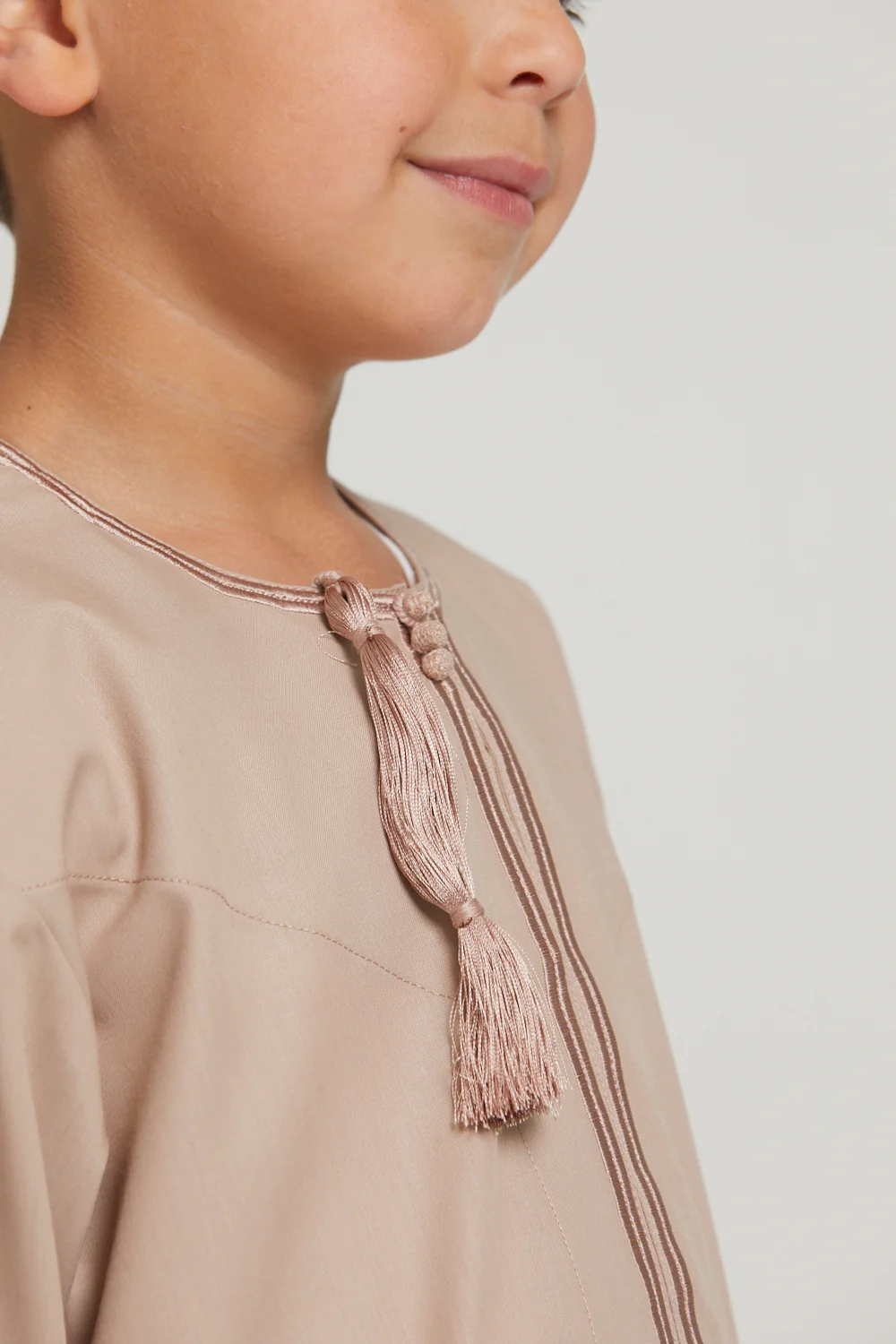 Junior Boys Premium Omani Thobe - Rose Dust - Image 8