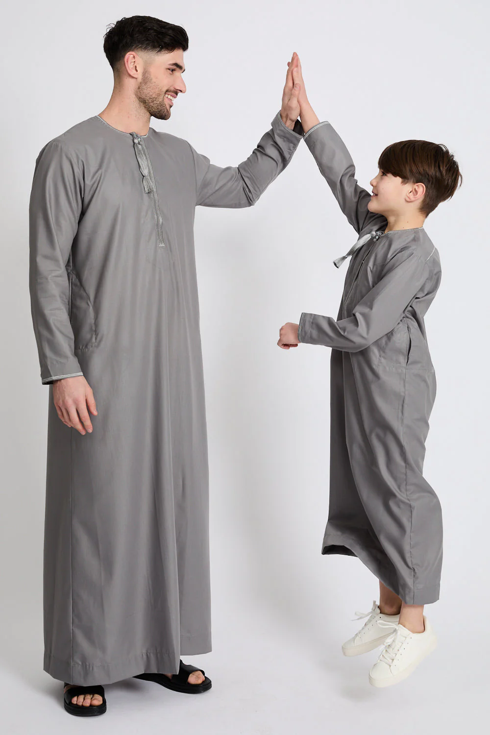 Junior Boys Premium Omani Thobe - Sage Grey - Image 2