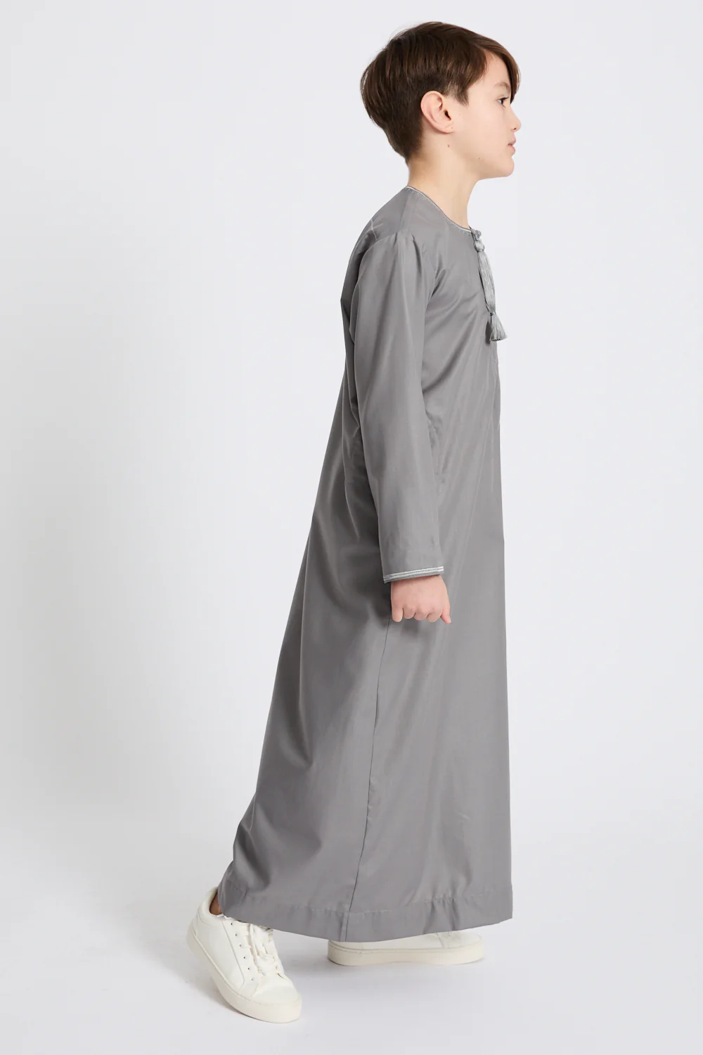 Junior Boys Premium Omani Thobe - Sage Grey - Image 8
