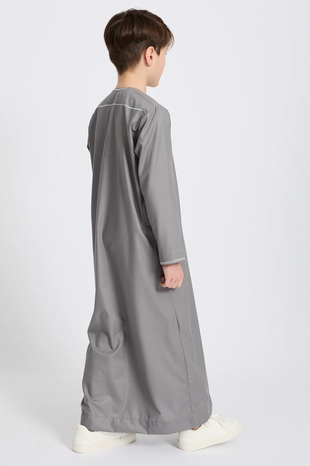 Junior Boys Premium Omani Thobe - Sage Grey - Image 9