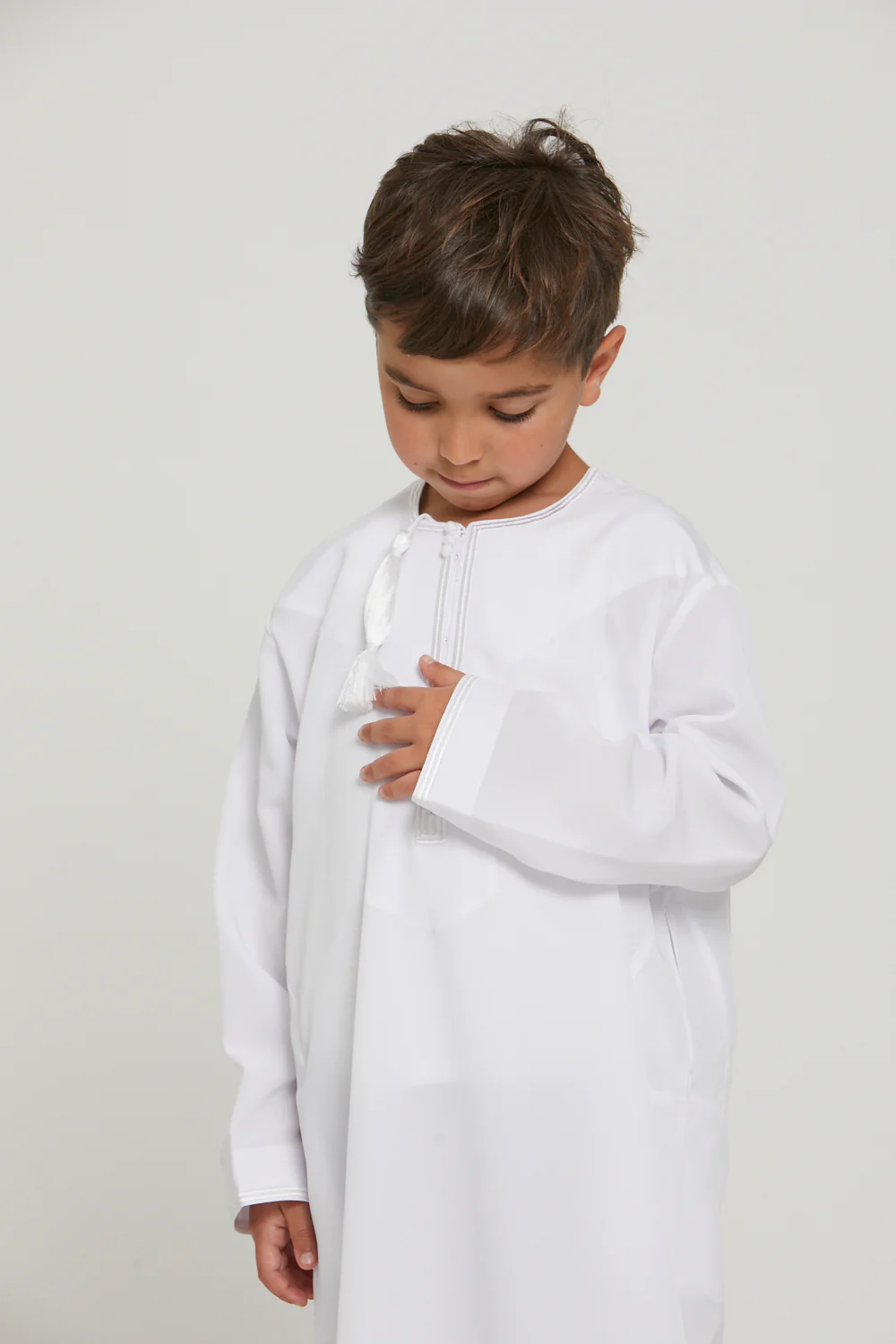 Junior Boys Premium Royal White Omani Thobe - Image 9