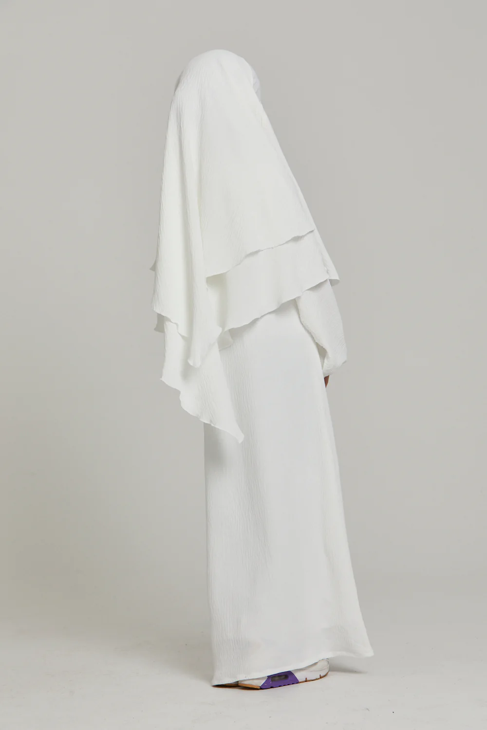 Junior Girls Abaya with Khimar Set - White - Image 2