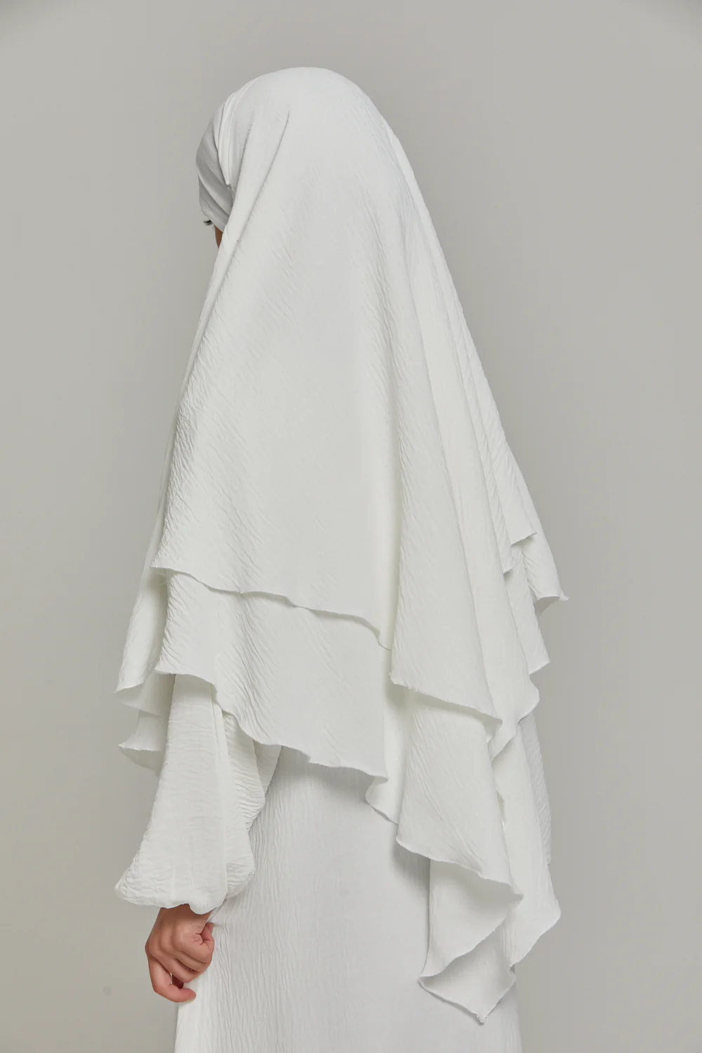 Junior Girls Abaya with Khimar Set - White - Image 8