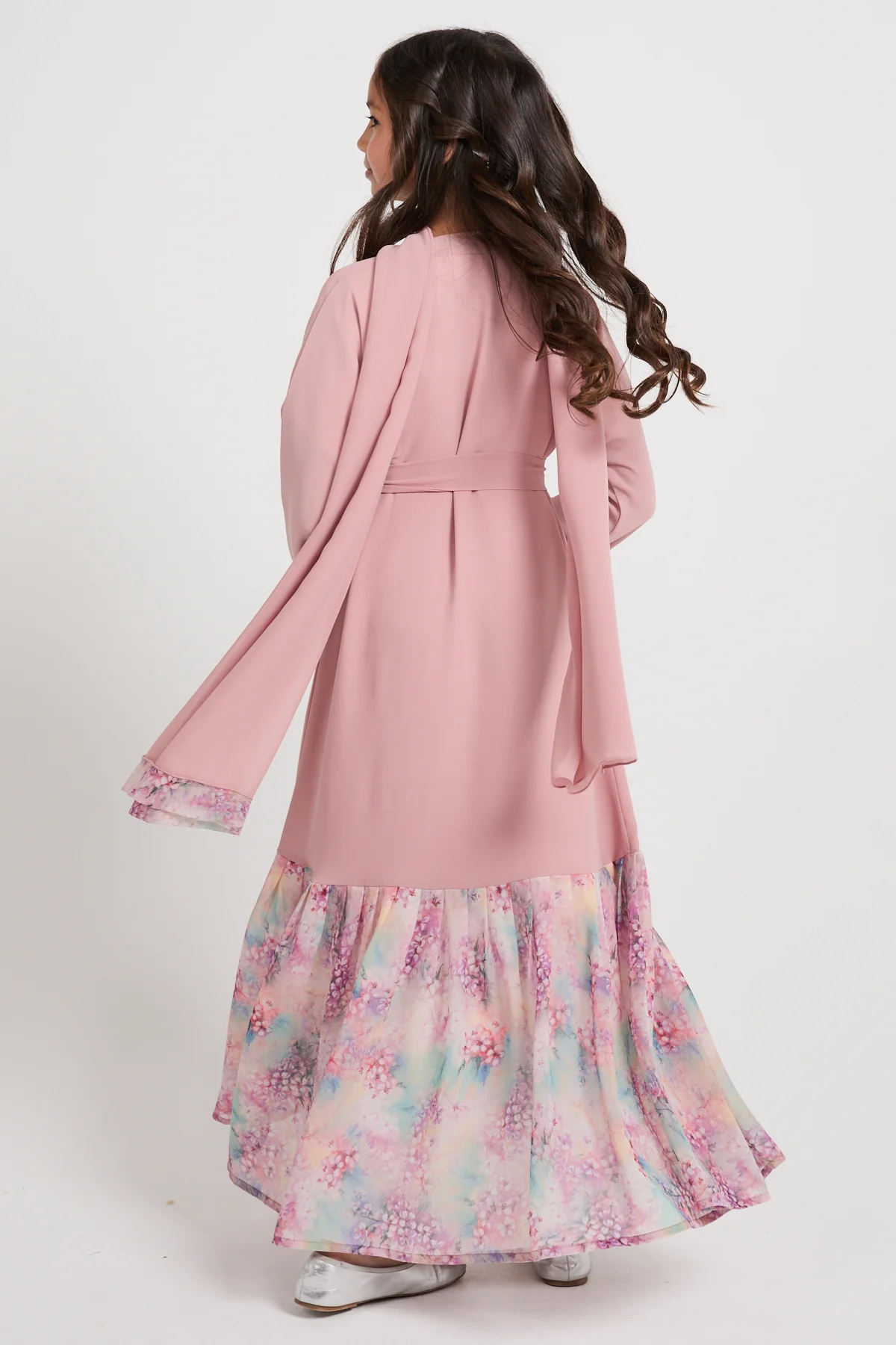 Junior Girls Blush Blossom Chiffon Open Abaya - LIMITED EDITION - Image 8