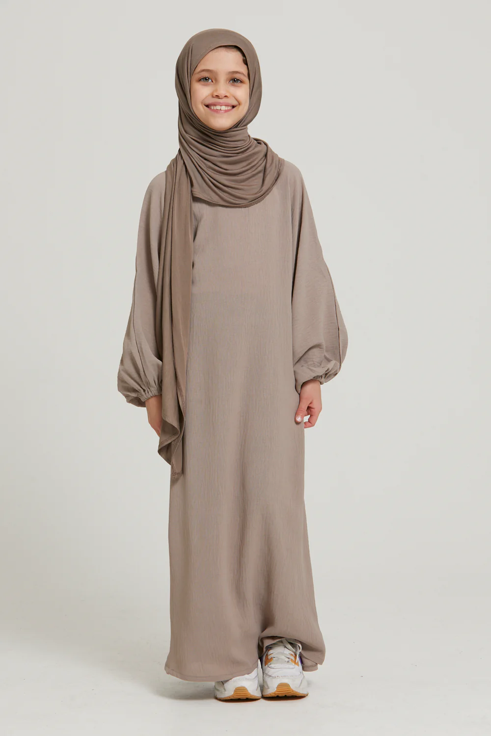 Junior Girls Instant Jersey Hijab - Cafe Au Lait - Image 3