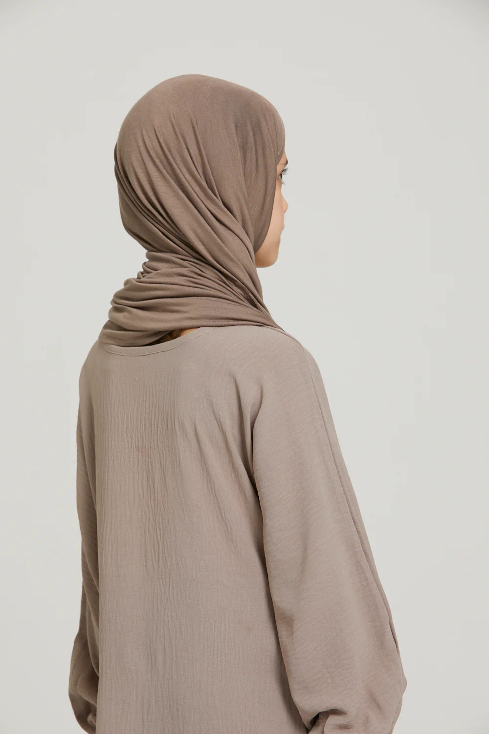 Junior Girls Instant Jersey Hijab - Cafe Au Lait - Image 5