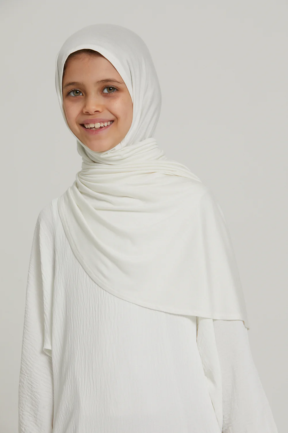 Junior Girls Instant Jersey Hijab - Ivory White - Image 4