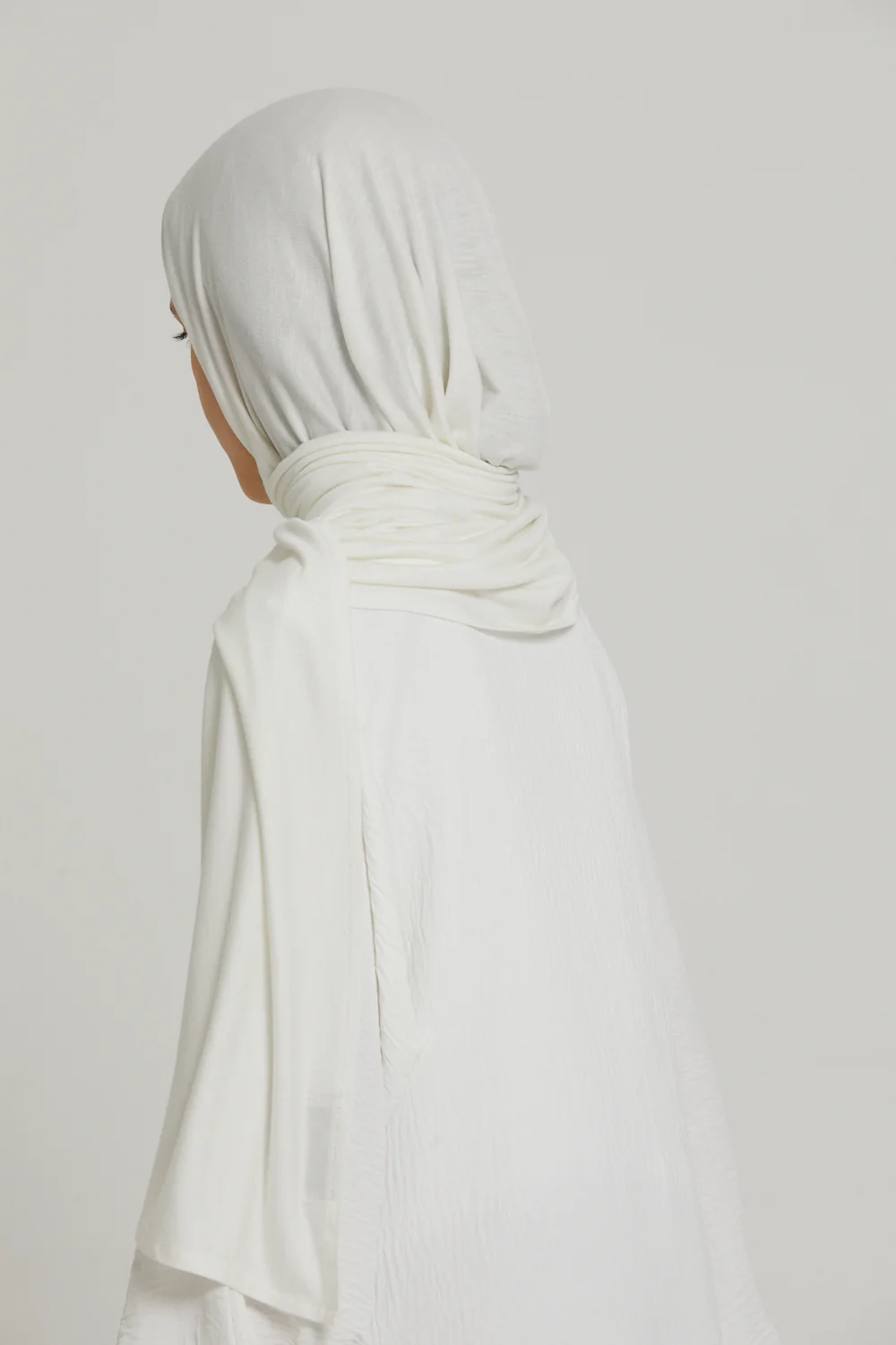 Junior Girls Instant Jersey Hijab - Ivory White - Image 6