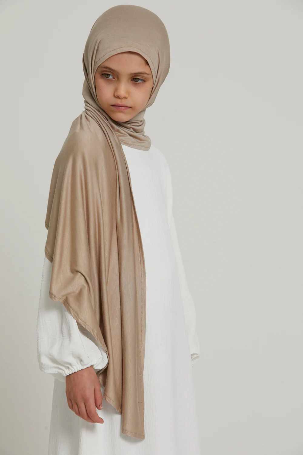 Junior Girls Instant Jersey Hijab - Nude - Image 5