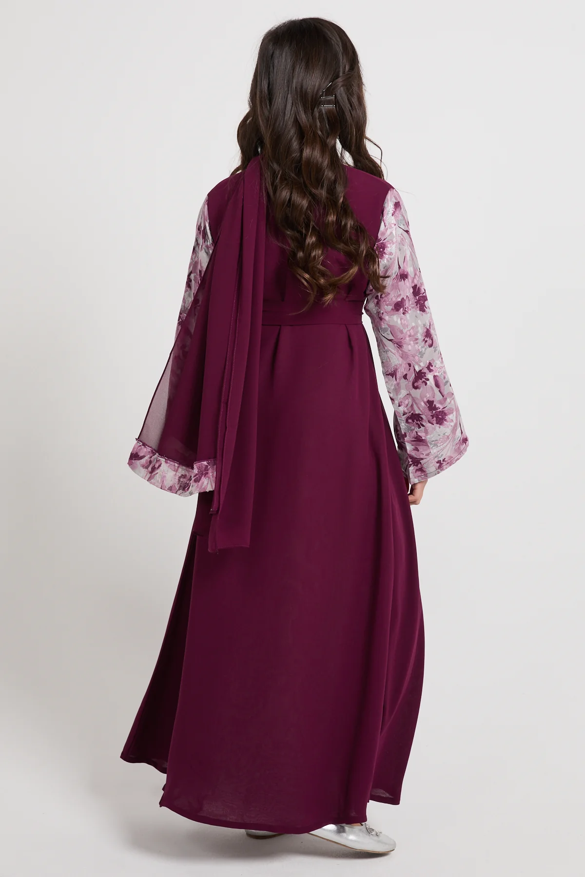 Junior Girls Mulberry Bloom Chiffon Open Abaya - LIMITED EDITION - Image 7