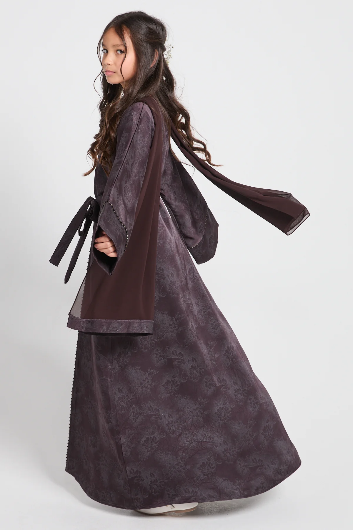 Junior Girls Mulberry Night Four Piece Abaya Set - Limited Edition - Image 7