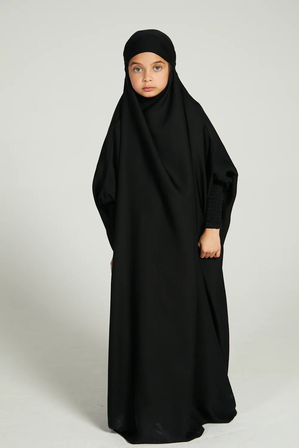 Junior Girls One Piece Full Length Jilbab/ Prayer Abaya - Black - Image 6