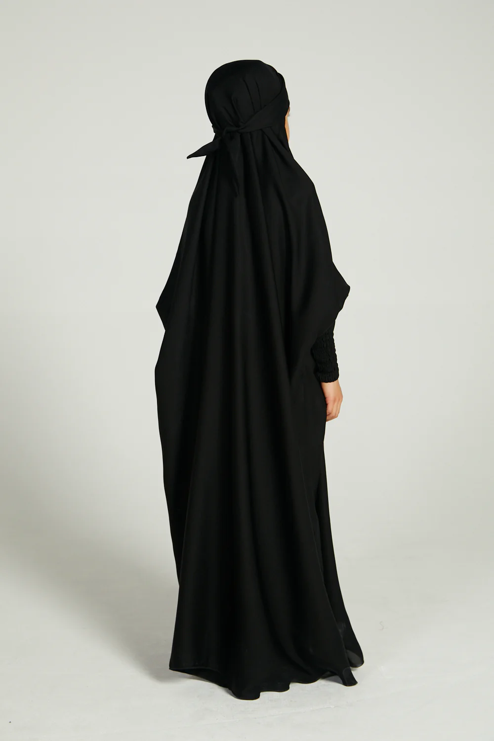 Junior Girls One Piece Full Length Jilbab/ Prayer Abaya - Black - Image 8