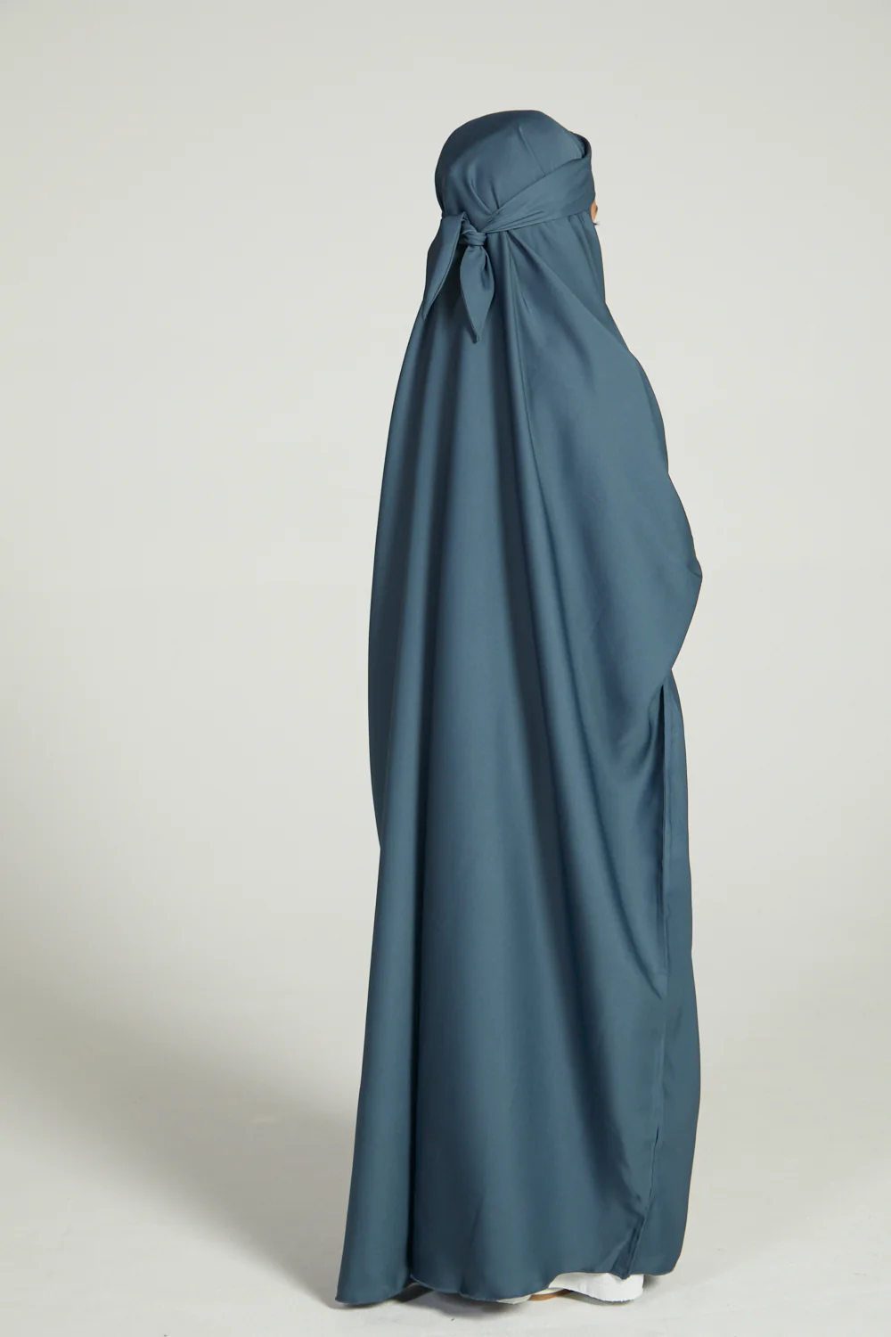 Junior Girls One Piece Full Length Jilbab/ Prayer Abaya - French Blue - Image 6