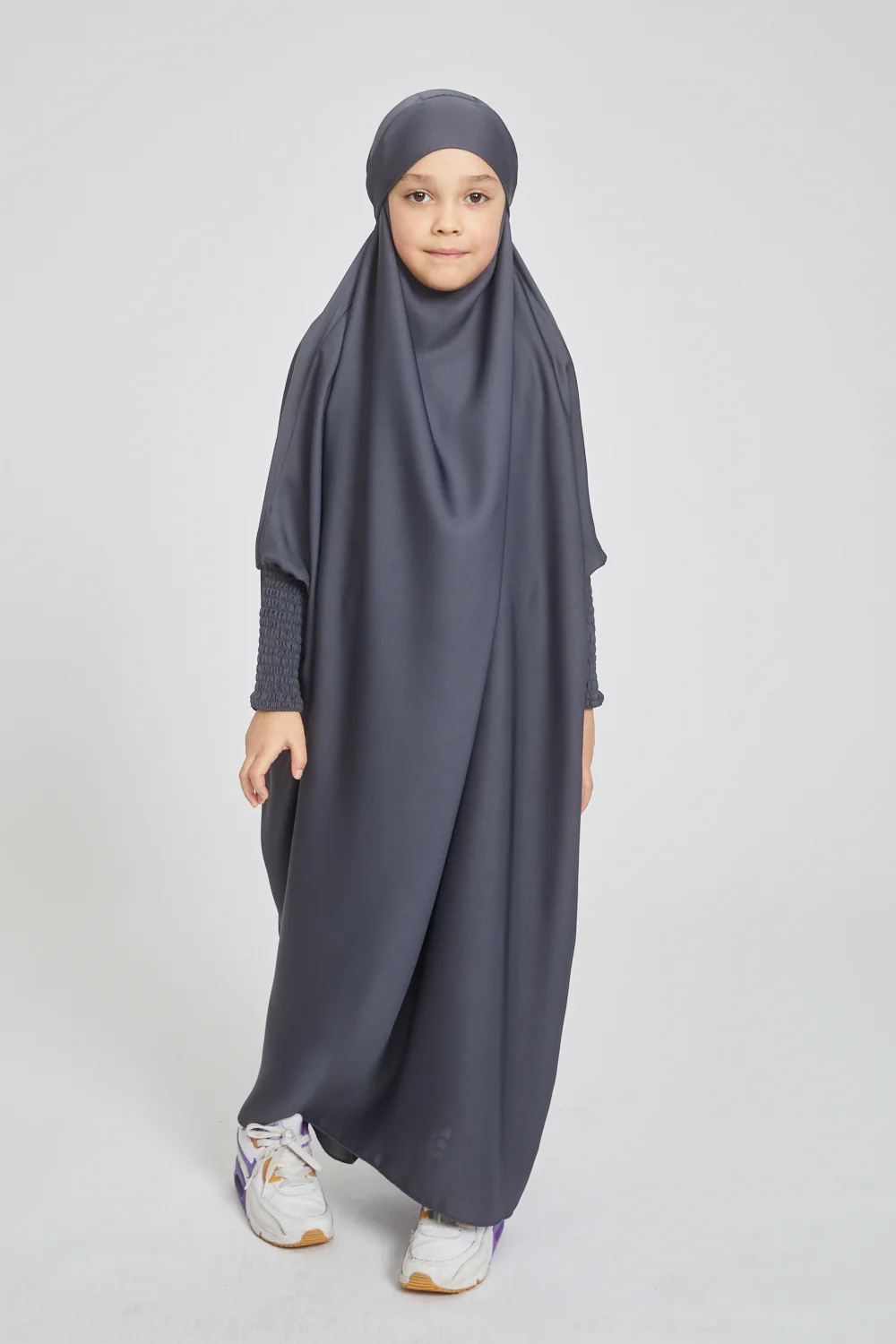 Junior Girls One Piece Full Length Jilbab/ Prayer Abaya - Pebble - Image 3