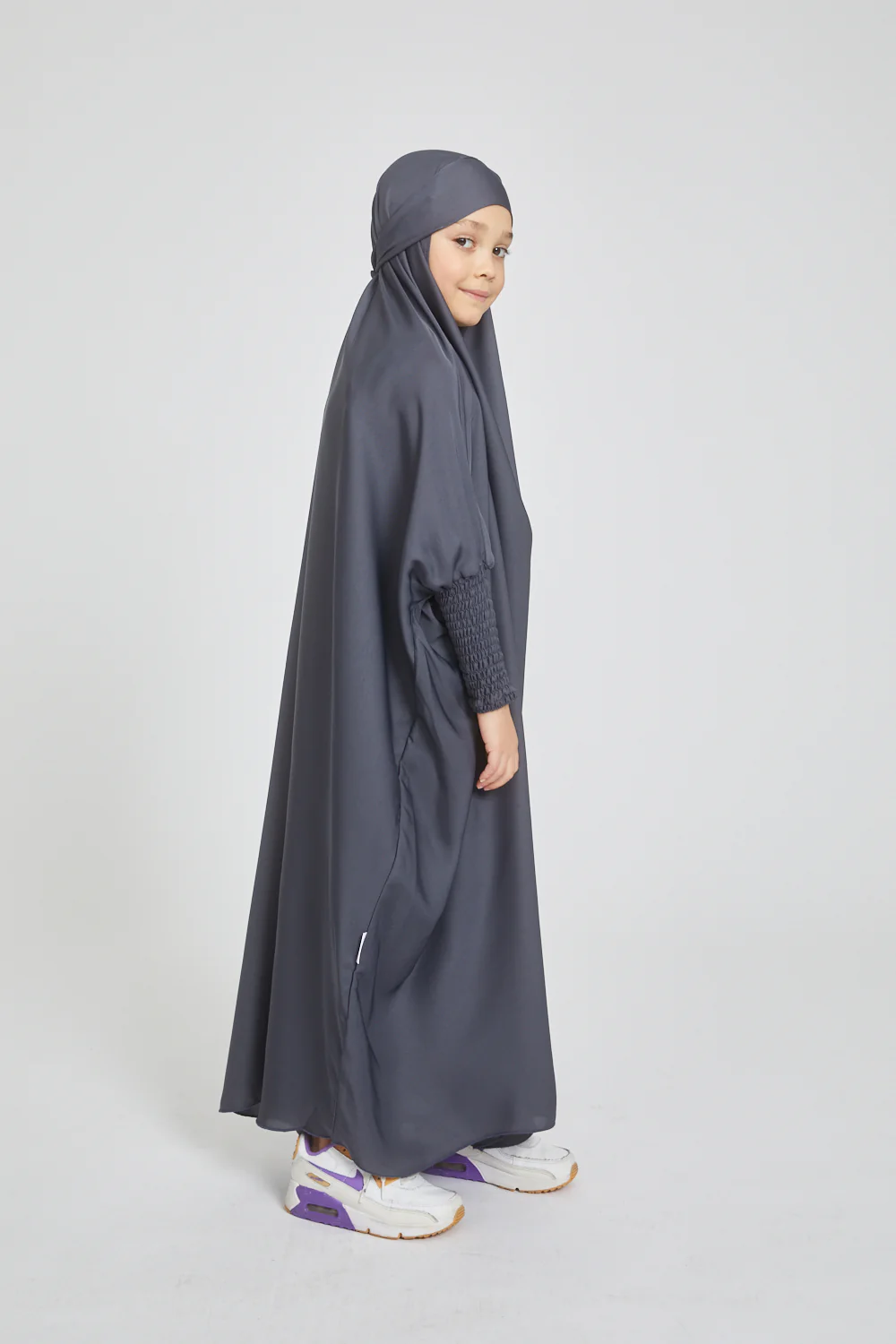Junior Girls One Piece Full Length Jilbab/ Prayer Abaya - Pebble - Image 5