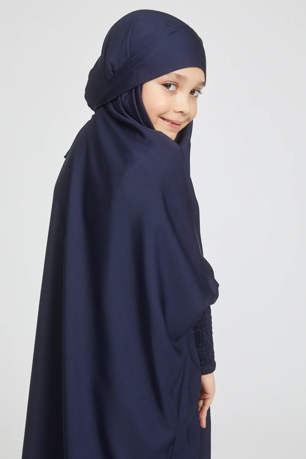 Junior Girls One Piece Full Length Jilbab/ Prayer Abaya - Royal Navy - Image 7