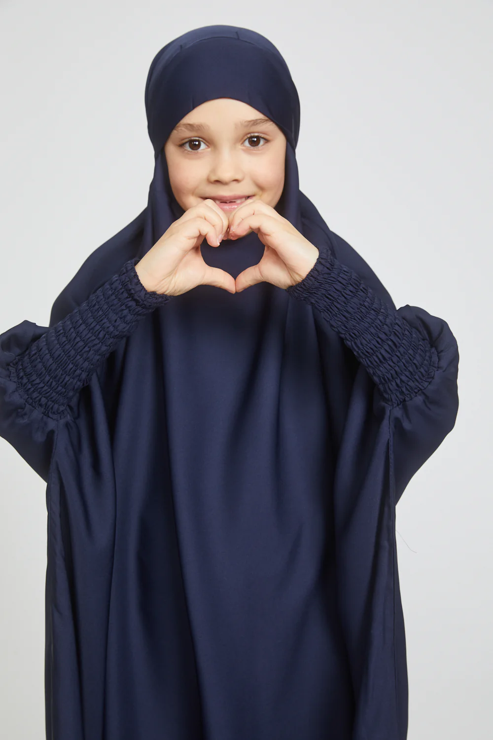 Junior Girls One Piece Full Length Jilbab/ Prayer Abaya - Royal Navy - Image 8