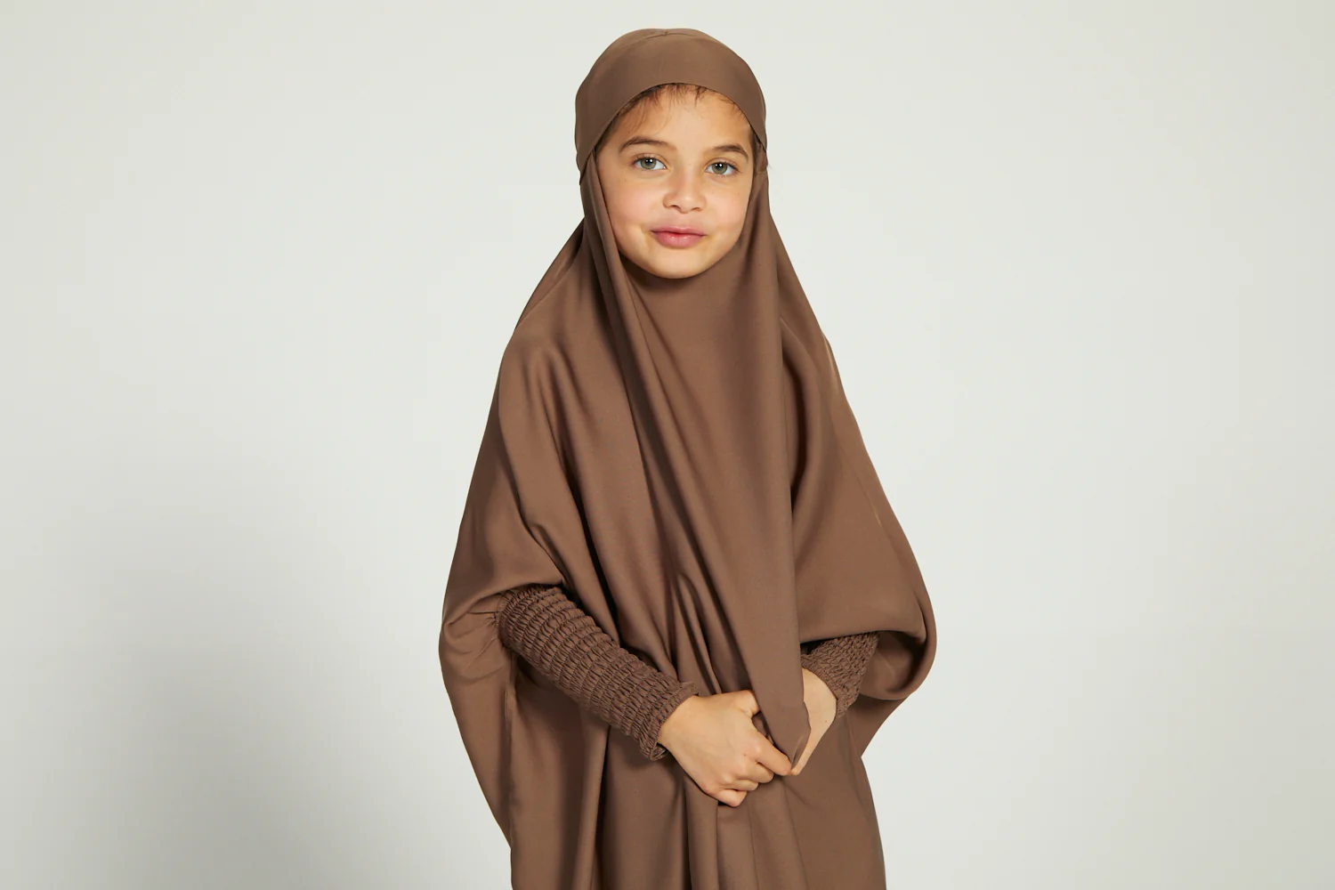 Junior Girls One Piece Full Length Jilbab/ Prayer Abaya - Smokey Taupe - Image 7
