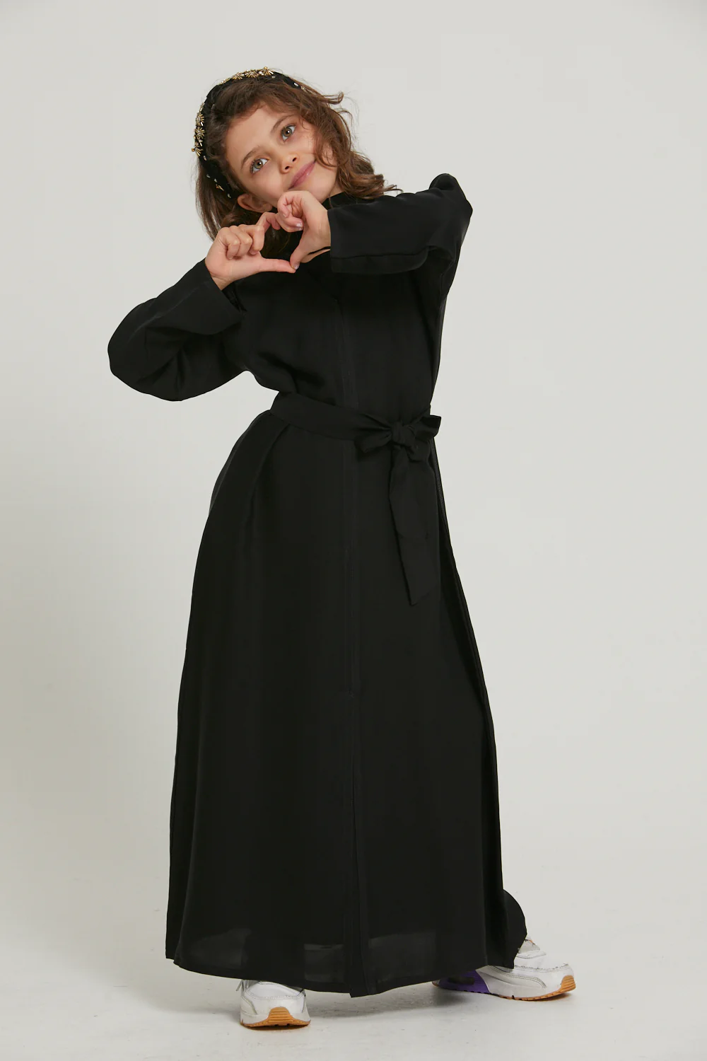 Junior Girls Open Abaya - Black - Image 3