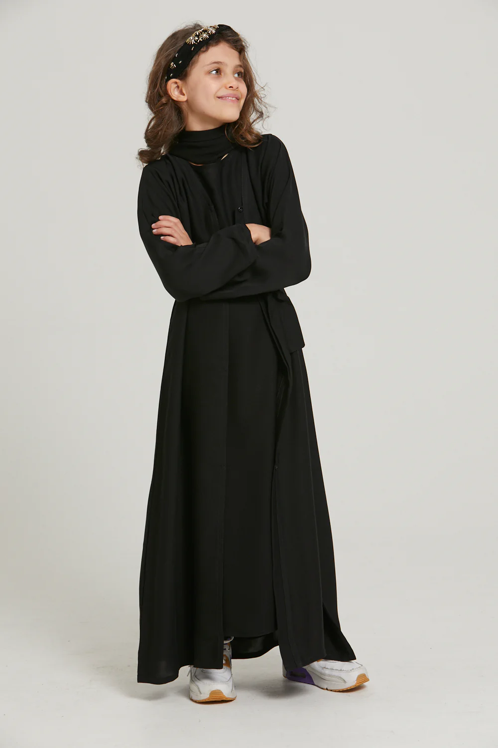 Junior Girls Open Abaya - Black - Image 4