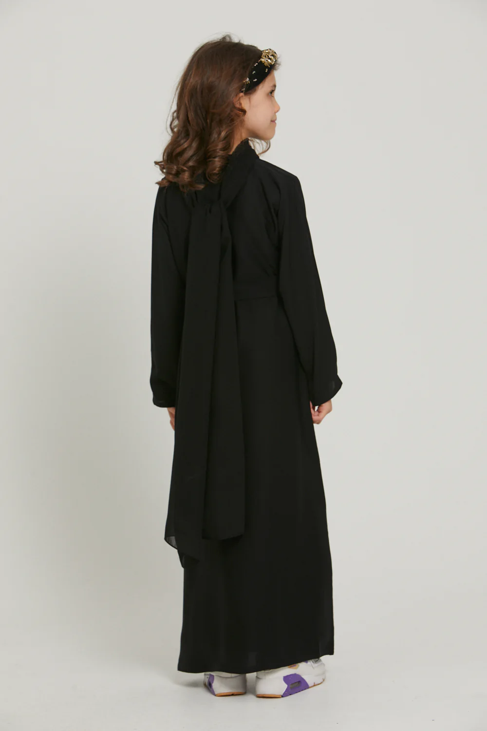 Junior Girls Open Abaya - Black - Image 5