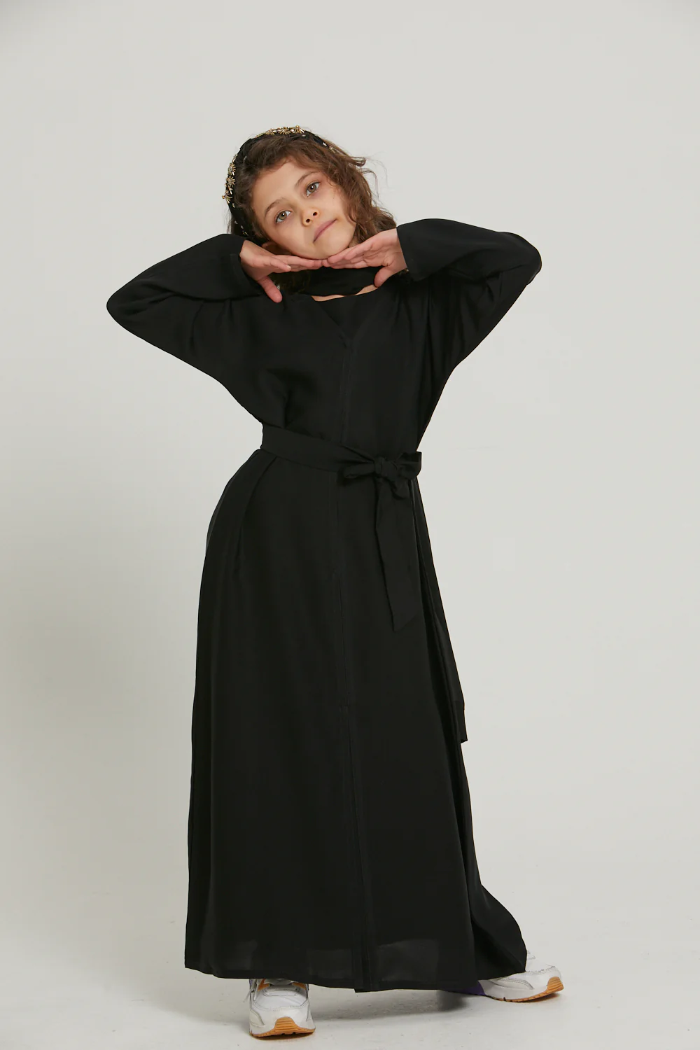 Junior Girls Open Abaya - Black - Image 6