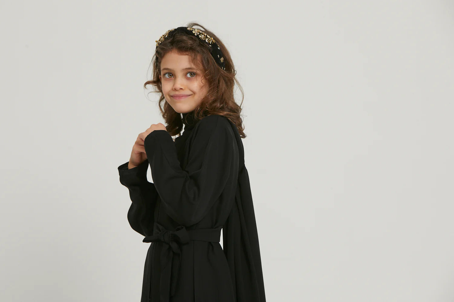 Junior Girls Open Abaya - Black - Image 7