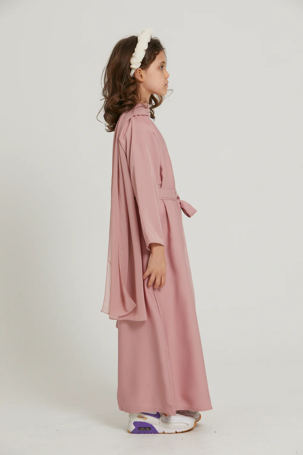 Junior Girls Open Abaya - Blush - Image 4
