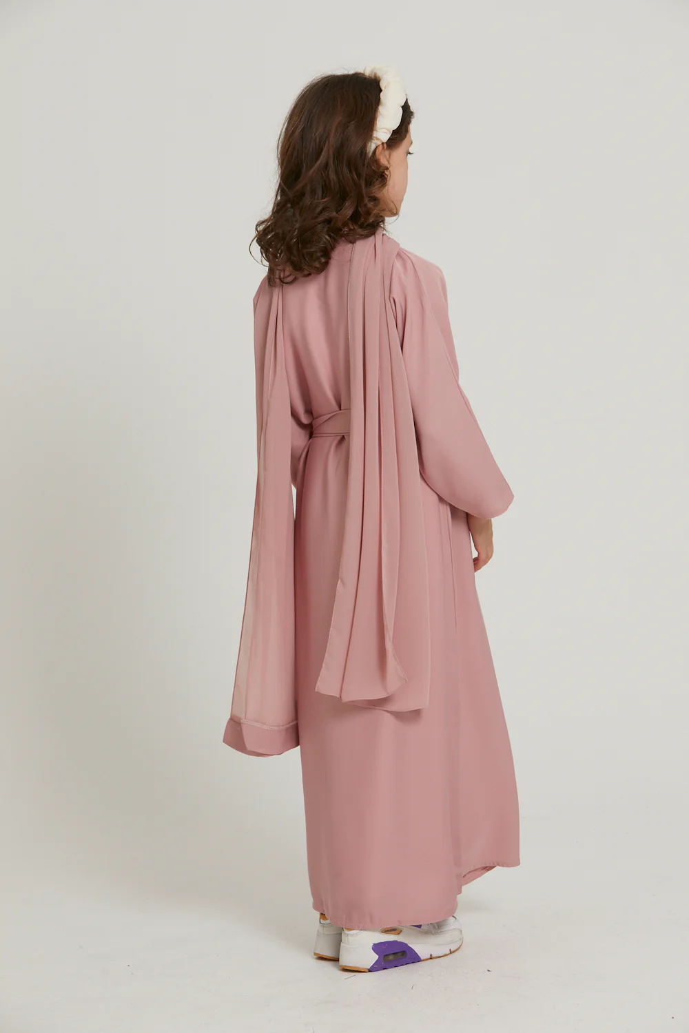 Junior Girls Open Abaya - Blush - Image 7