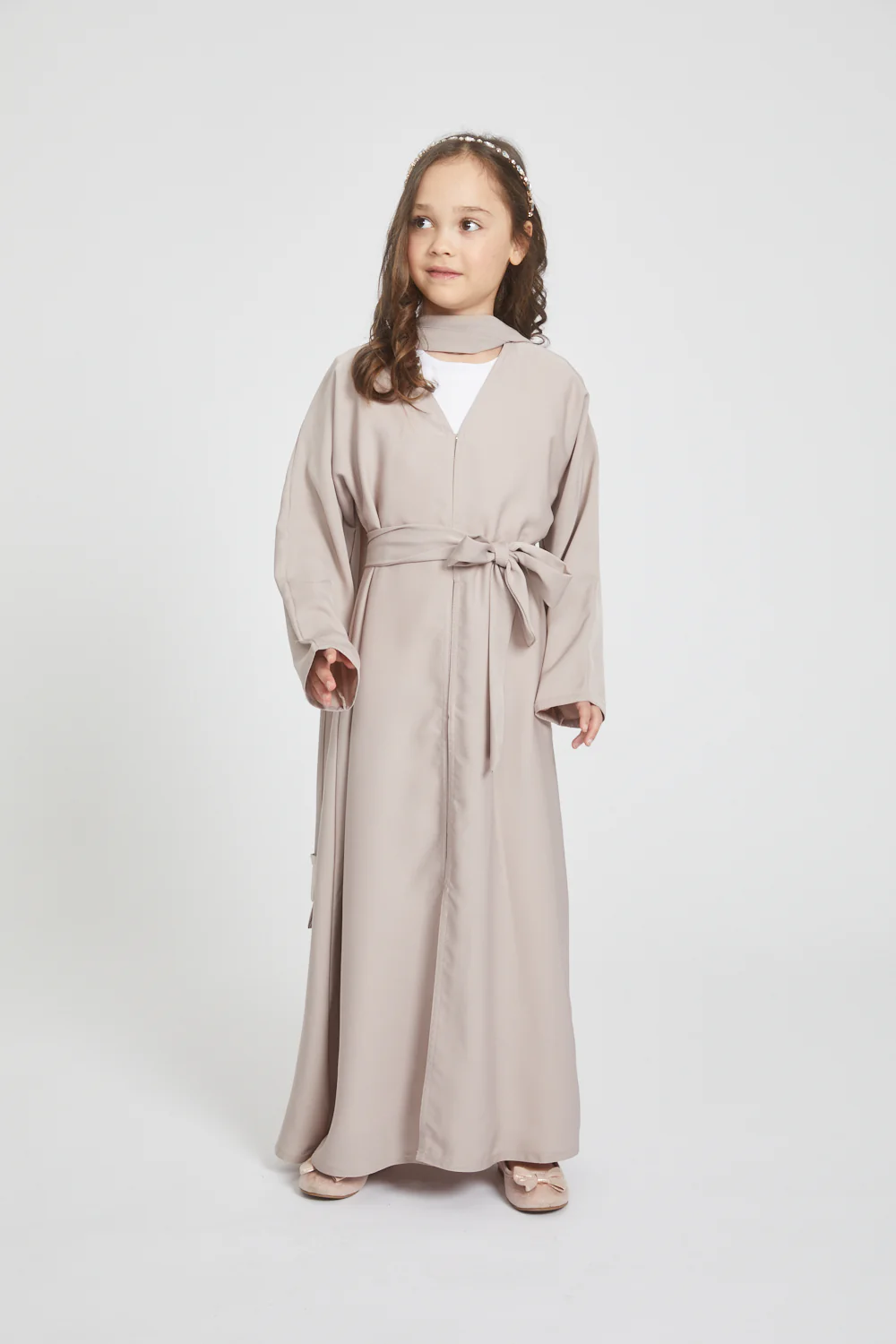 Junior Girls Open Abaya - Natural