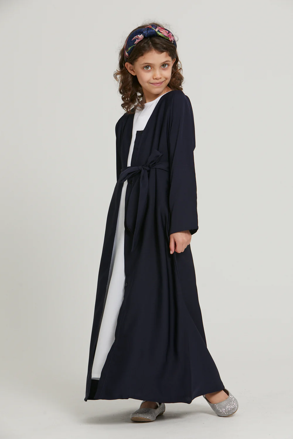 Junior Girls Open Abaya - Navy - Image 4
