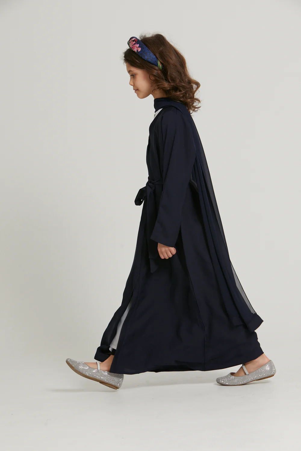 Junior Girls Open Abaya - Navy - Image 7