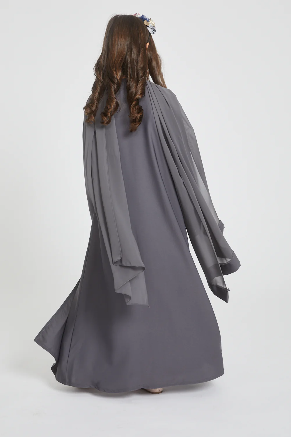 Junior Girls Open Abaya - Pebble - Image 8