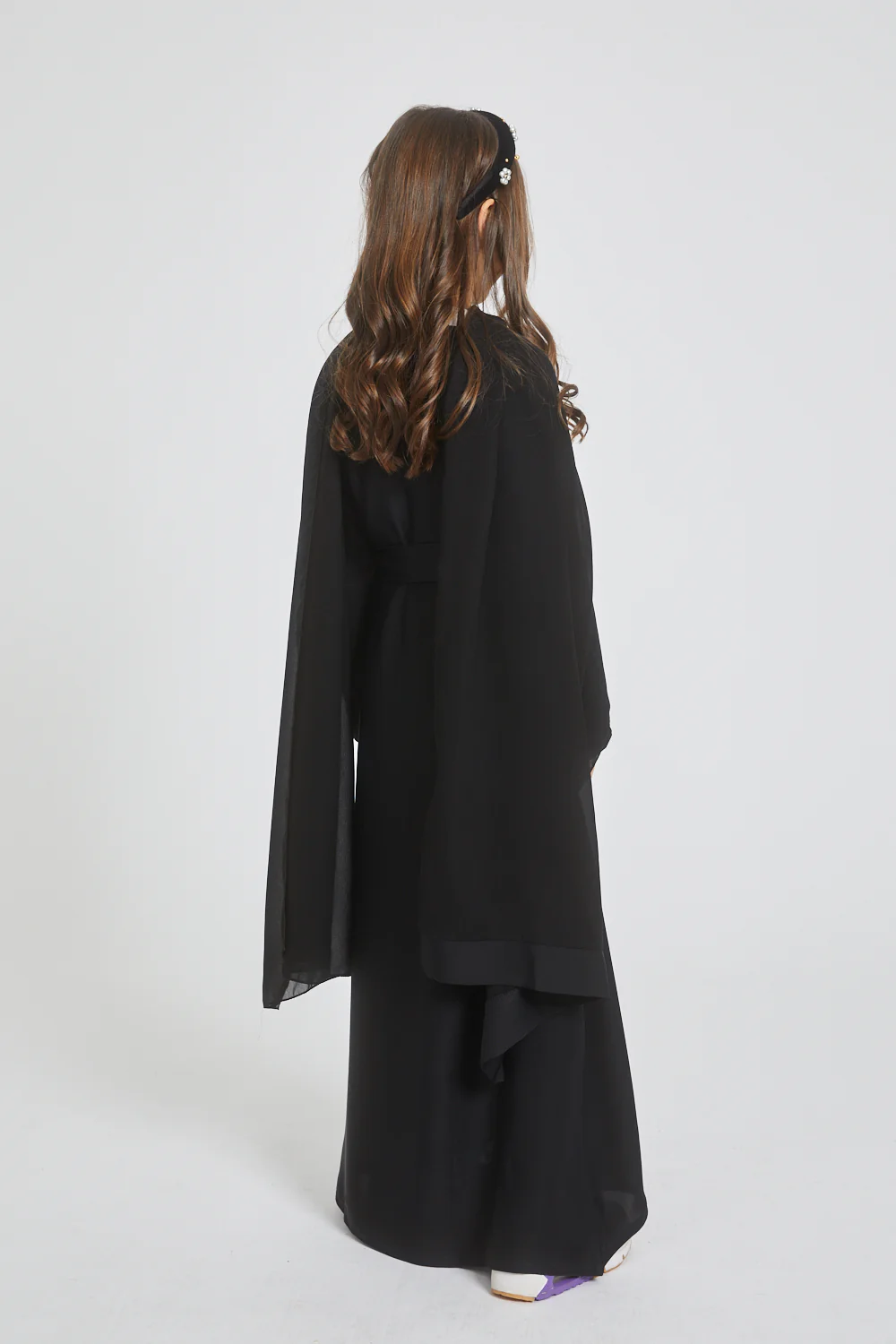 Junior Girls Plain Closed Abaya - Black - Image 6