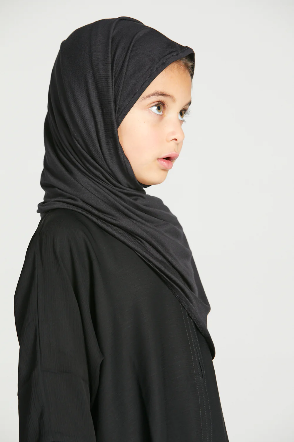 Junior Girls Premium Instant Jersey Hijab - Black - Image 3