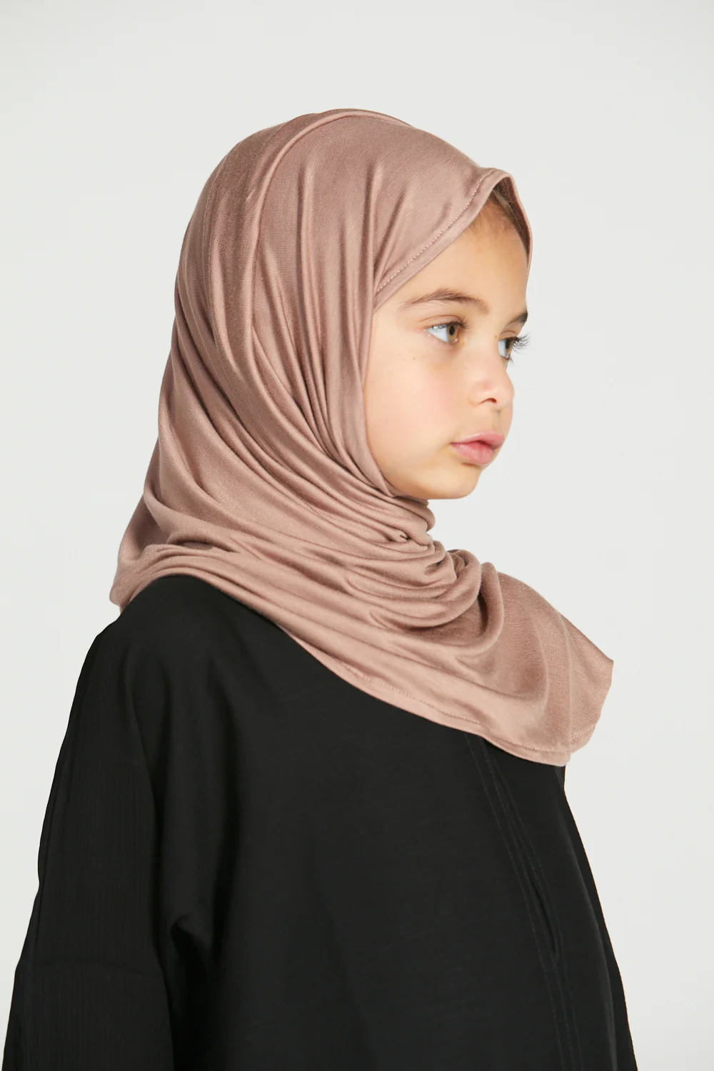 Junior Girls Premium Instant Jersey Hijab - Dusty Taupe - Image 4