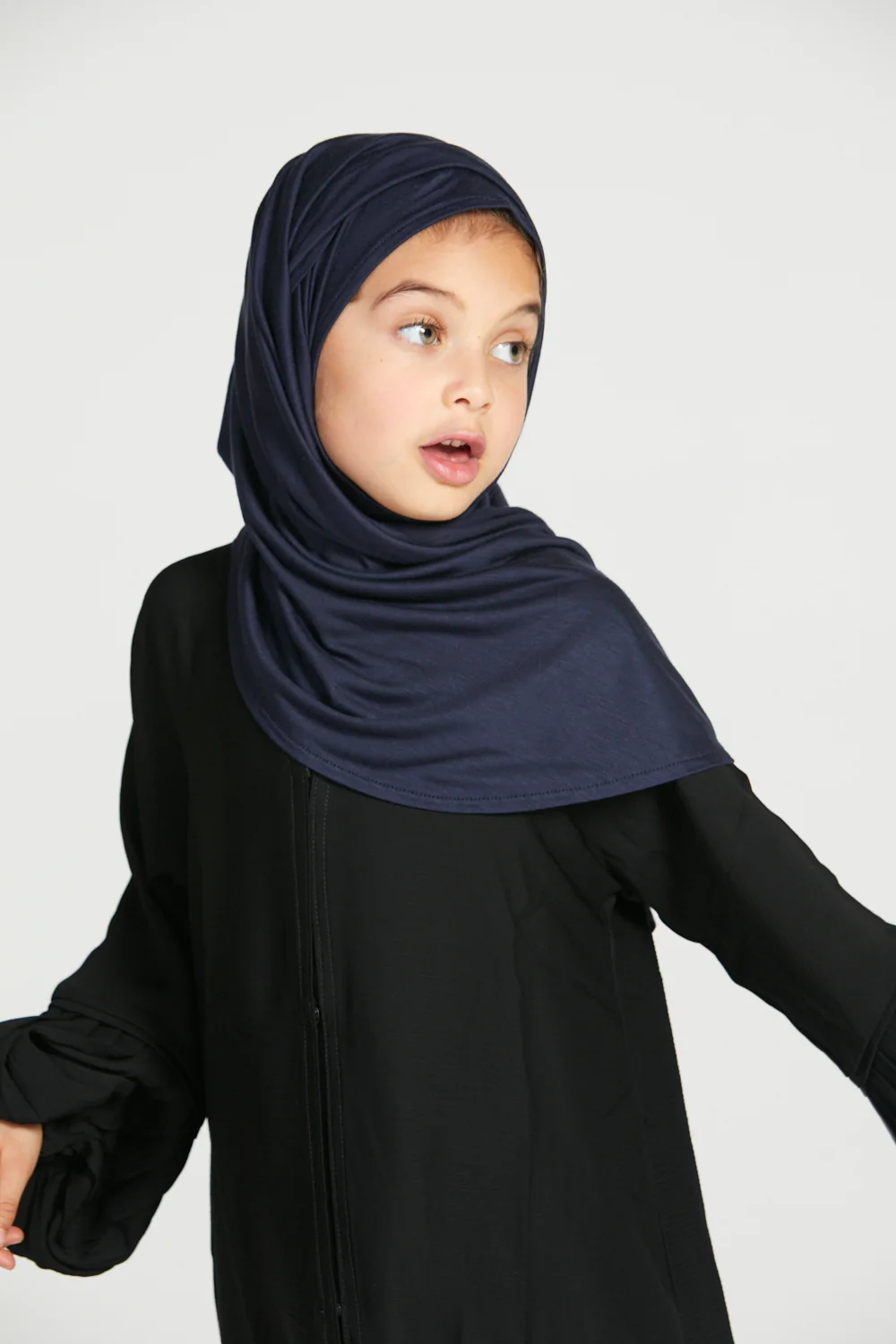 Junior Girls Premium Instant Jersey Hijab - Navy - Image 3
