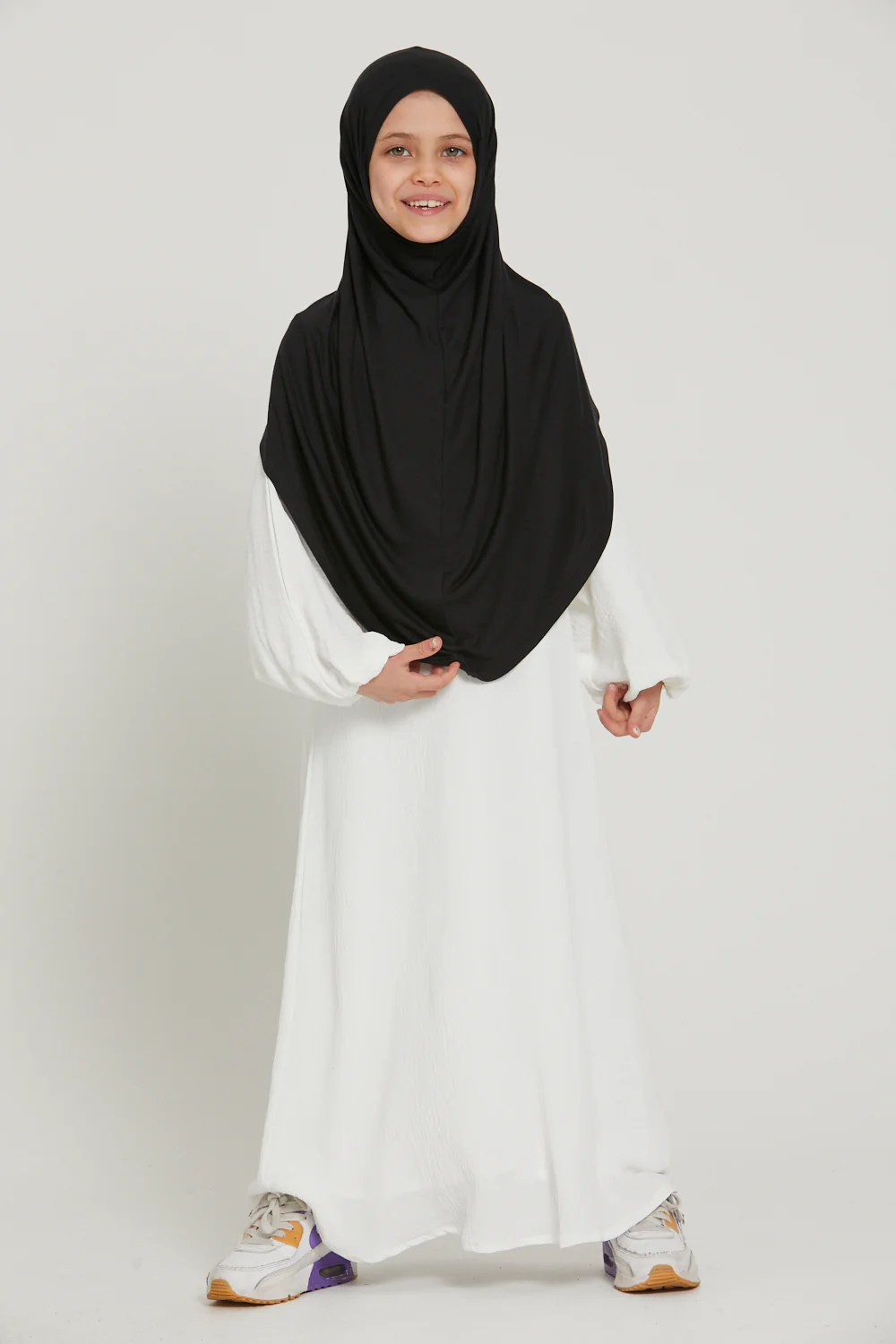 Junior Girls Premium Jersey Khimar - Black - Image 2