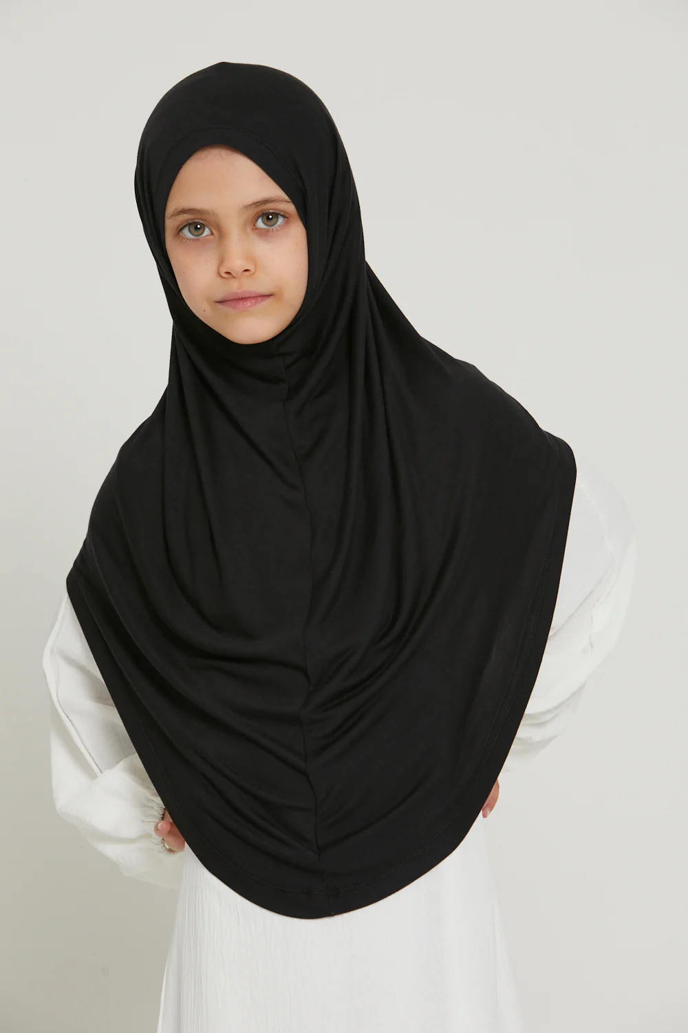Junior Girls Premium Jersey Khimar - Black - Image 4