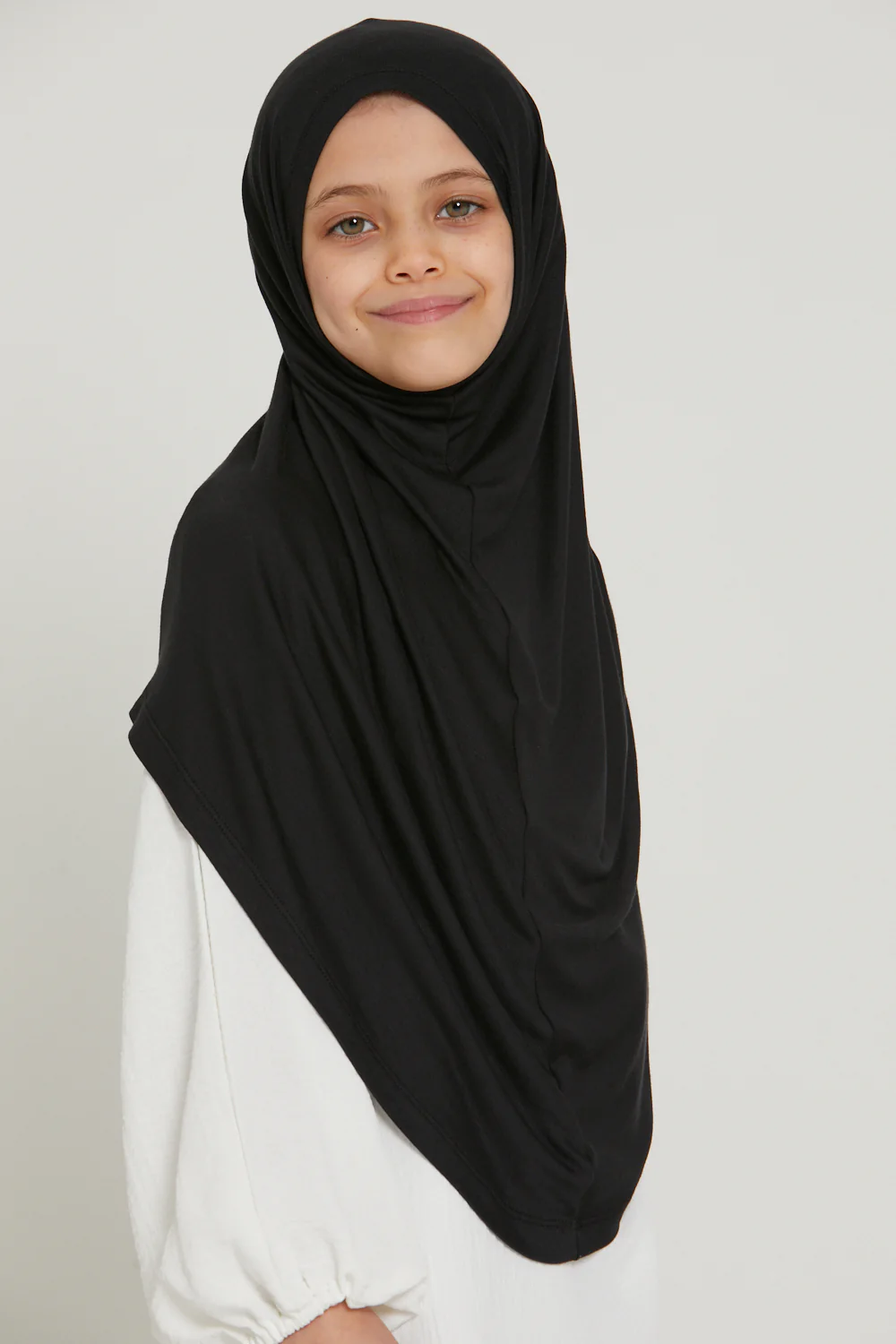 Junior Girls Premium Jersey Khimar - Black - Image 5