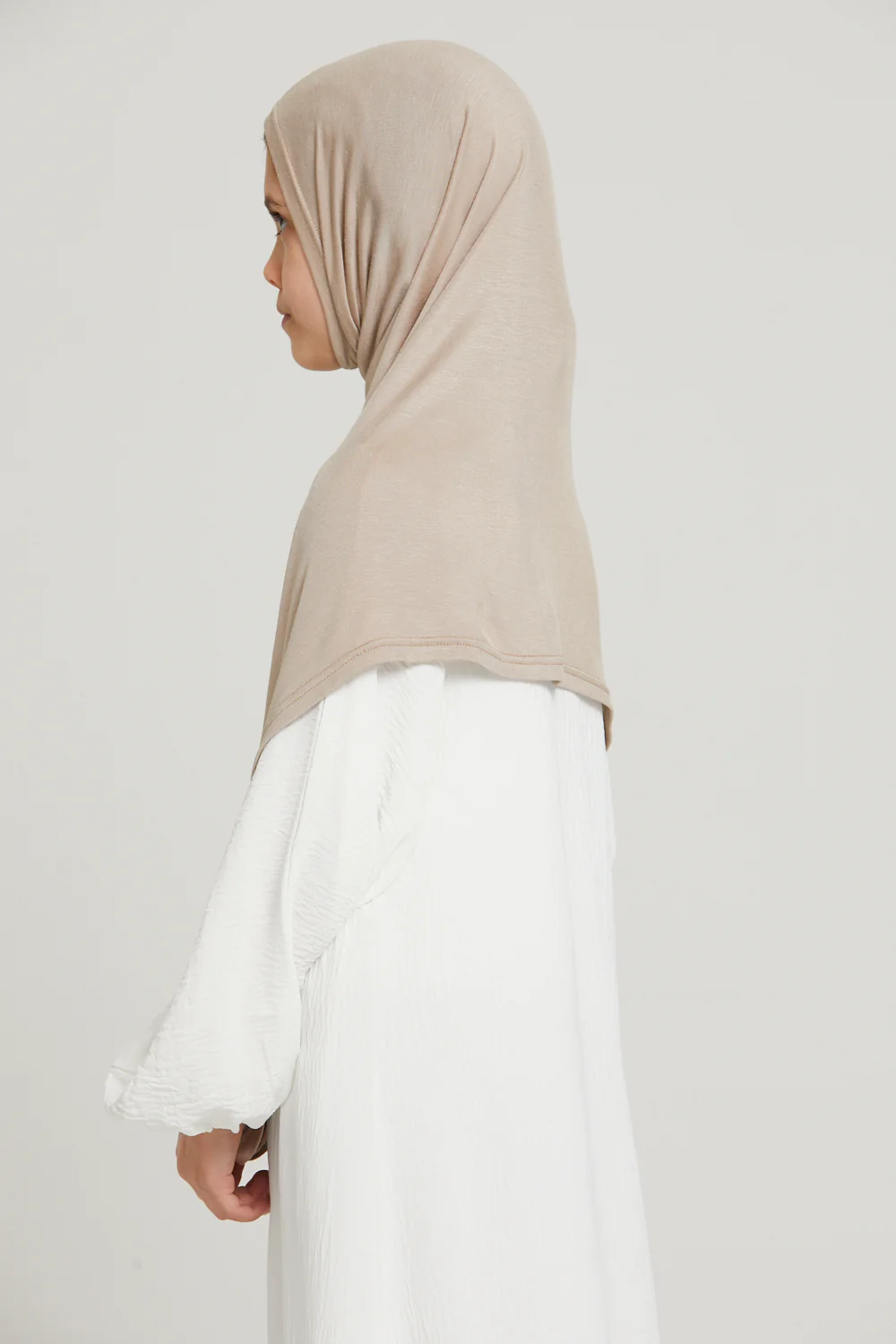 Junior Girls Premium Jersey Khimar - Nude - Image 6