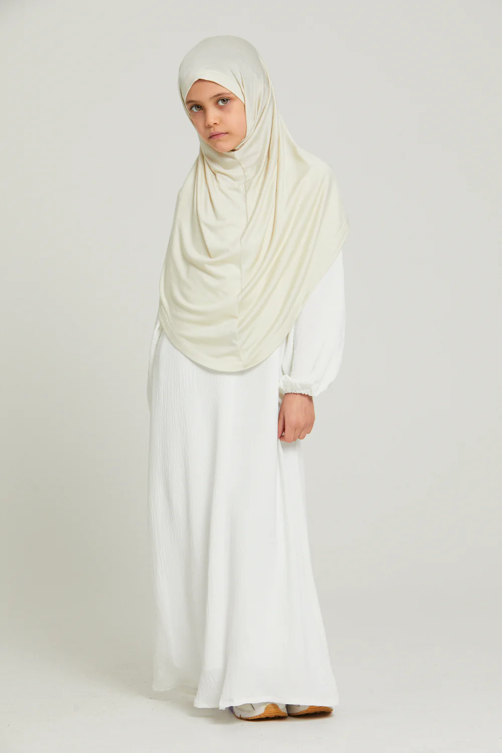 Junior Girls Premium Jersey Khimar - Off White - Image 2