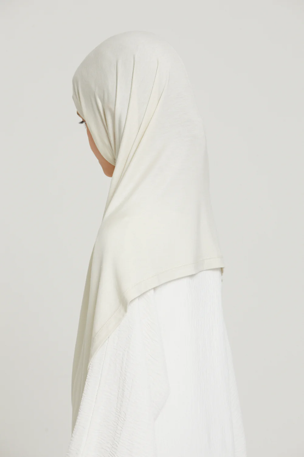 Junior Girls Premium Jersey Khimar - Off White - Image 6