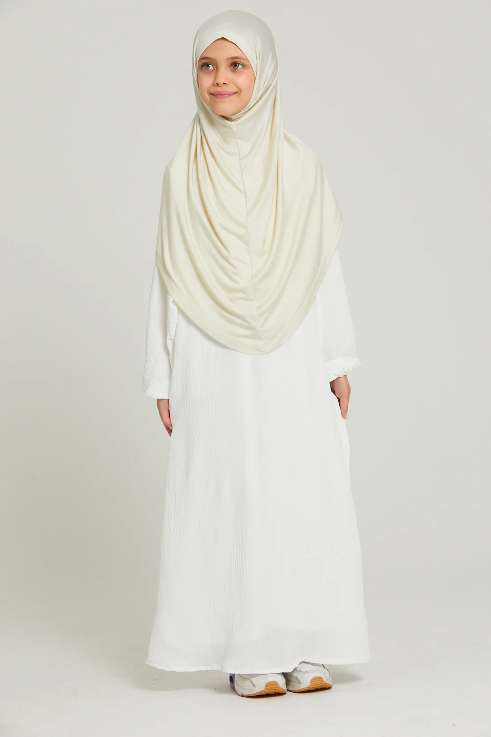 Junior Girls Premium Jersey Khimar - Off White - Image 7