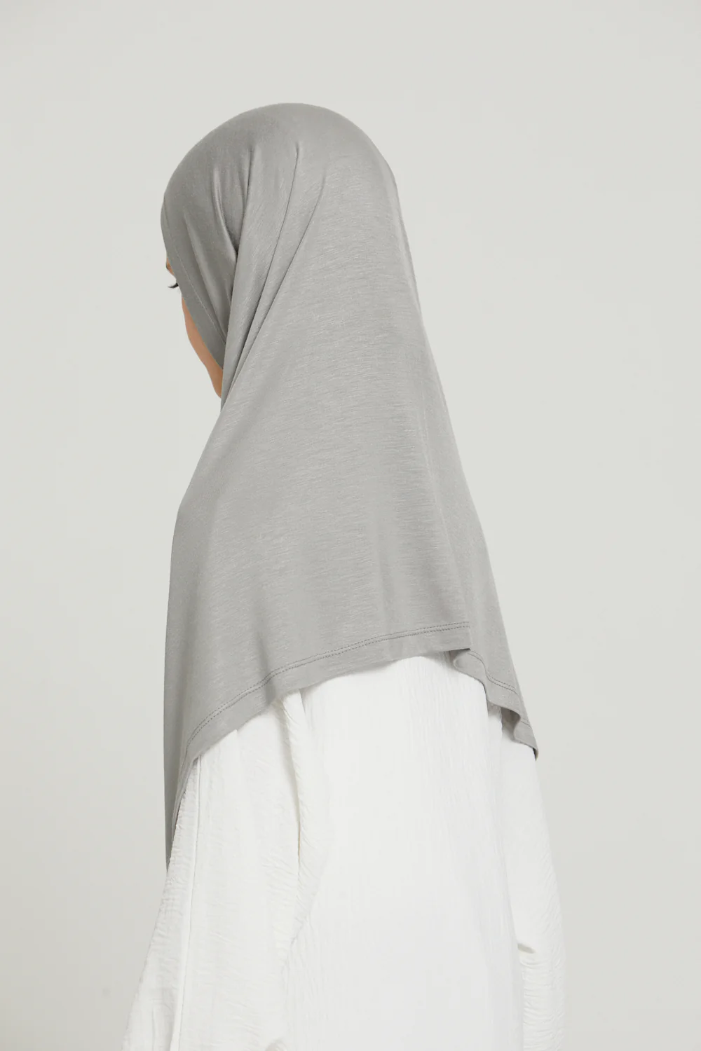 Junior Girls Premium Jersey Khimar - Silver/Grey - Image 5