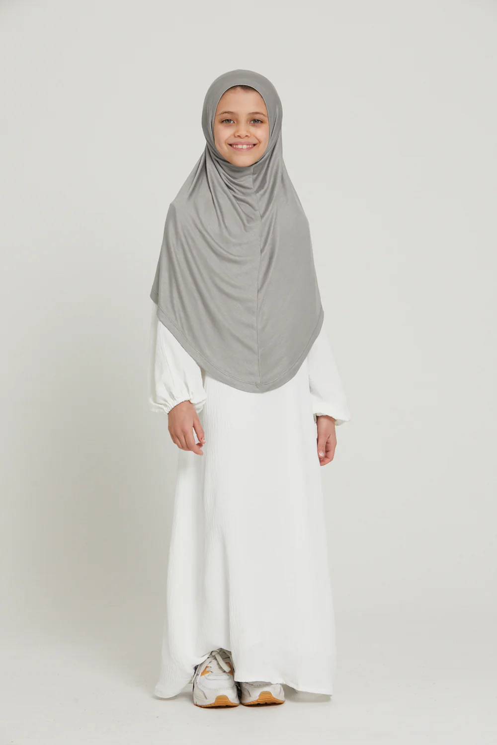 Junior Girls Premium Jersey Khimar - Silver/Grey - Image 6