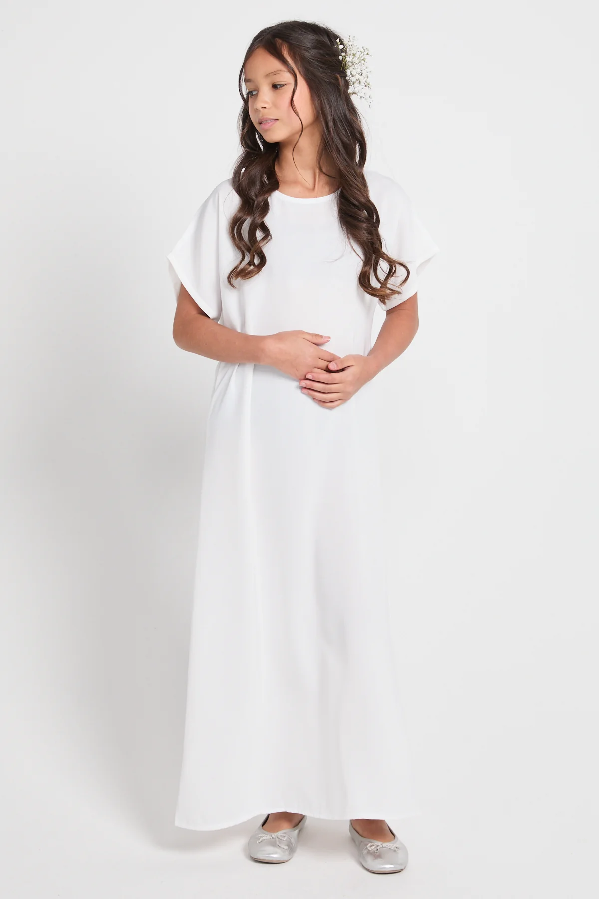 Junior Girls Premium Nidha Inner Slip Dress - White