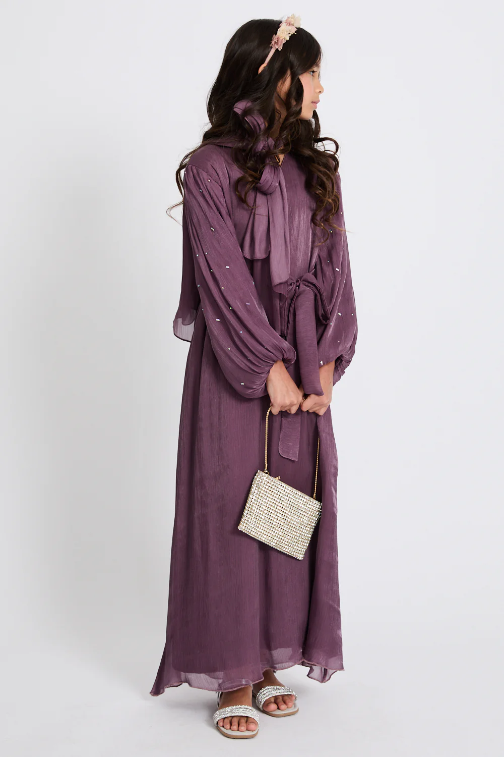 Junior Girls Premium Organza Frost Dainty Embellished - Mulberry - Image 3